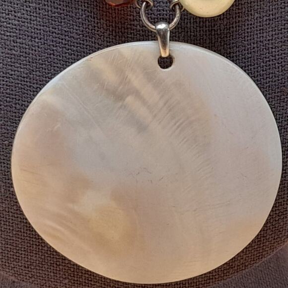 Chico's Shell Faux Pearl Stone Beaded Necklace, Two Strands, 20 Inches - Picture 3 of 11